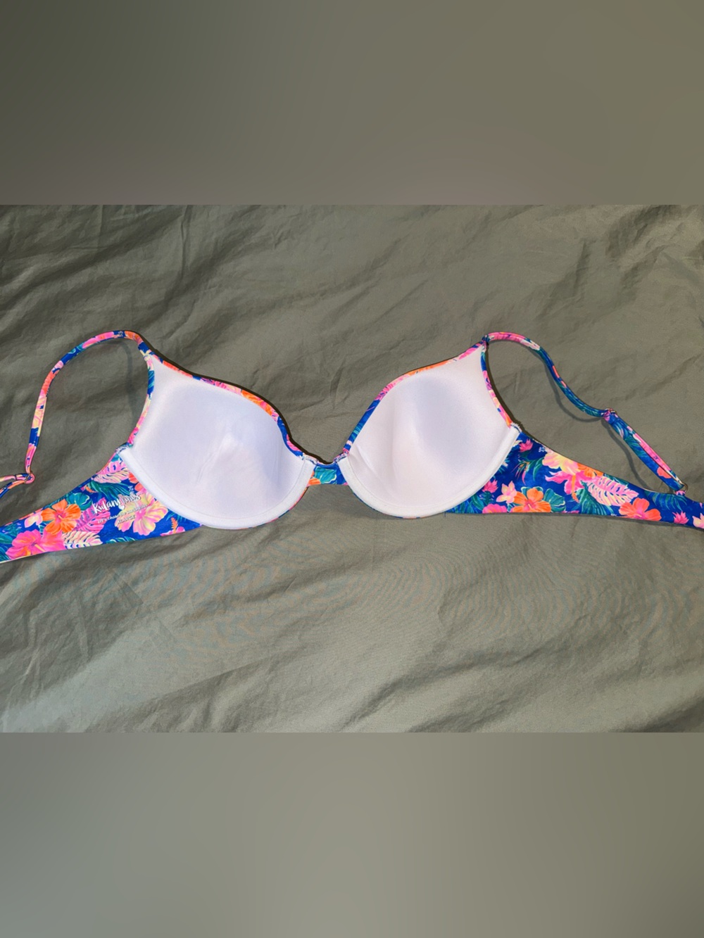 Kulani Kinis Floral Electric Palms Underwire Bralette Bikini Top - size xl - Picture 9 of 10